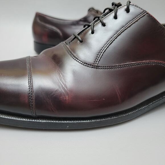 Florsheim Shoes Men's Size 10 D Cap Toe Lace Up Oxford Brown Burgundy Leather - Picture 5 of 15